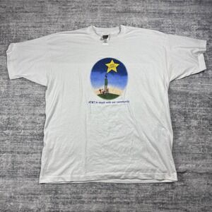 Vtg 94' Single Stitch White T Shirt Mens XL AT&T Cares Cool Graphic Cotton Great